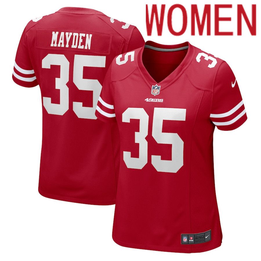 Women San Francisco 49ers 35 Jared Mayden Nike Scarlet Game NFL Jersey